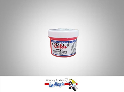 [7590015001992] PINTURA P/TELA 30CC TW43 ROJO FLUORESCEN MARCA ORO COLOR   
