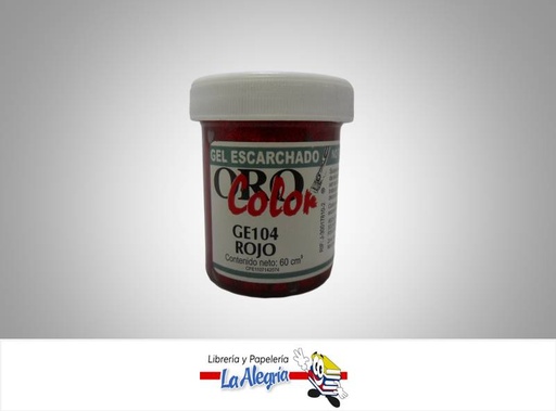 [7590015003682] GEL ESCARCHADO 60CC GE104 ROJO MARCA ORO COLOR   