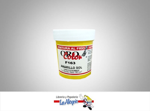 [7590015015937] PINTURA AL FRIO 60CC F163 AMARILLO SOL MARCA ORO COLOR   