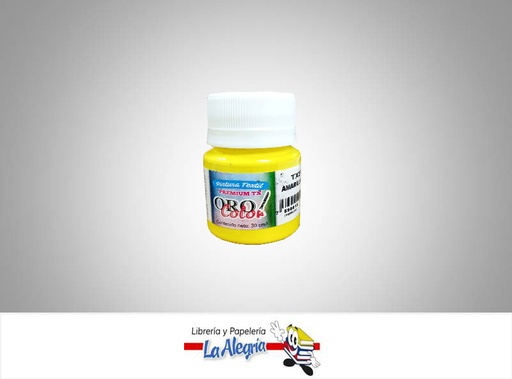 [7590015035430] PINTURA PARA TELA TX301 30CC AMARILLO LIMON MARCA ORO COLOR