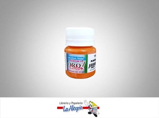 [7590015035508] PINTURA PARA TELA TX308 30CC NARANJA MARCA ORO COLOR