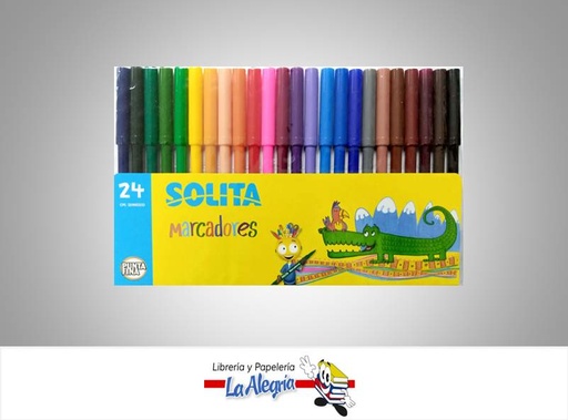 [7591147116240] MARCADOR PUNTA FINA 24 COLORES MARCA SOLITA