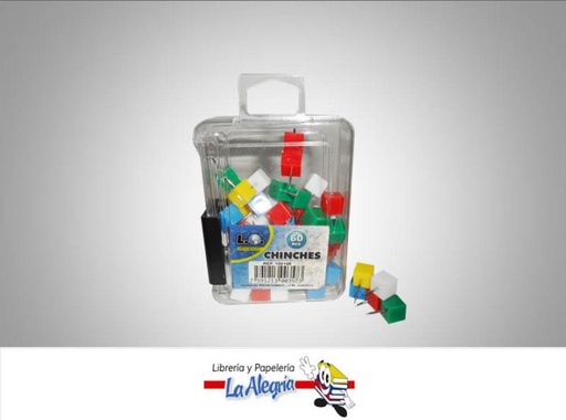 [7591213003573] CHINCHE CUBO PARA MAPA COLORES SURTIDOS 100UND MARCA L.O.