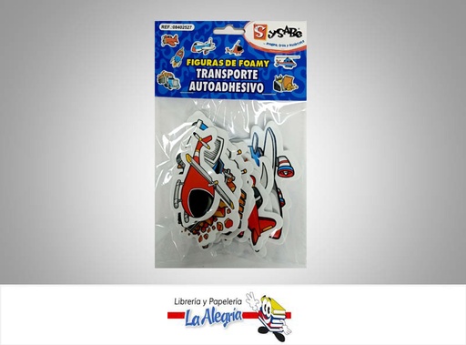 [7591213004044] FIGURA FOAMI ADHESIVA TRANSPORTE  12 PZAS MARCA SYSABE