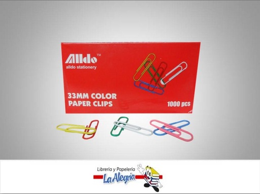 [7591213004433] CLIP 33MM 6 COLOR 1000 UND MARCA ALLDO   