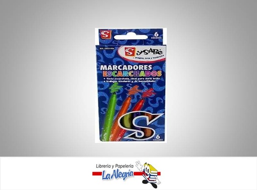[7591213006444] MARCADORES ESCARCHADOS 6 COL SYSABE MARCA SYSABE   