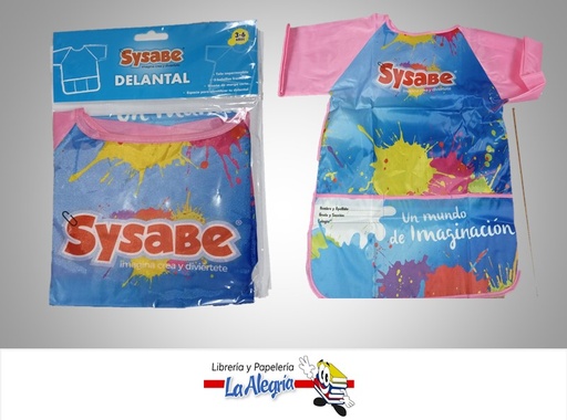 [7591213007670] DELANTAL TELA 53X41 CM 3-6 AÑOS 2 COLOR MARCA SYSABE