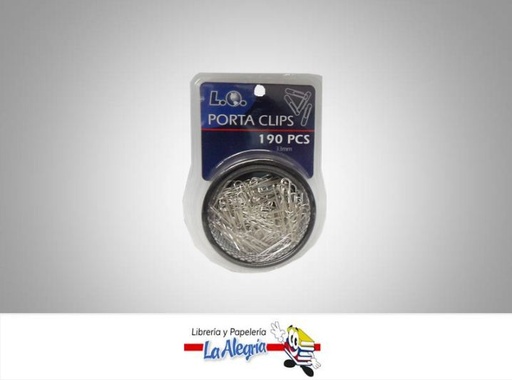 [7591213007779] CLIP 33MM NIQUELADO 190UND CON PORTA CLIP MARCA L.O.