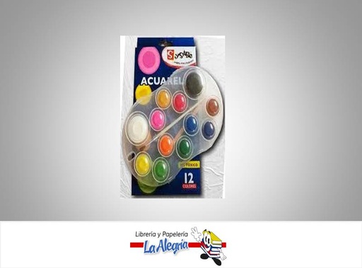 [7591213009995] ACUARELA 12 COLORES MARCA SYSABE