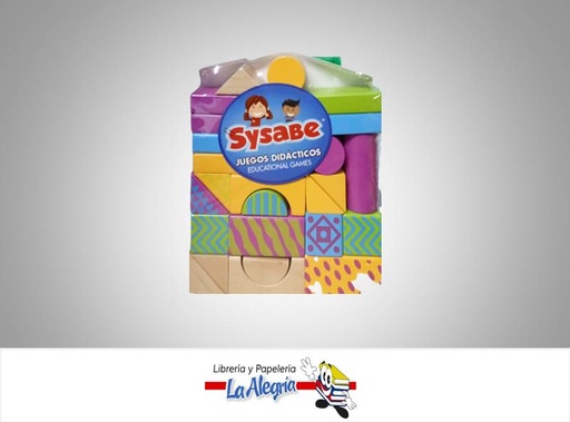 [7591213015712] JUEGO DIDACTICO MADERA BLOQUES 26 PIEZAS MARCA SYSABE