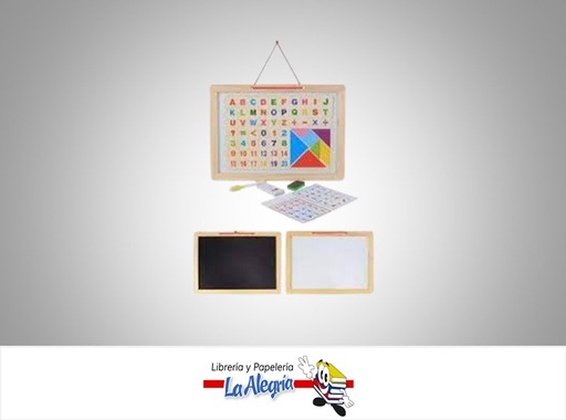 [7591213021188] PIZARRA MAGNETICA Y CLASICA DE MADERA DOBLE 38X27 CM M088A MARCA SYSABE