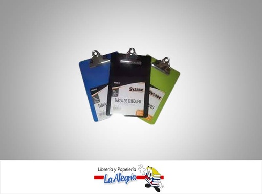 [7591213022888] TABLA DE CHEQUEO PLASTICO 15X23 CM 3 COLORES MARCA SYSABE