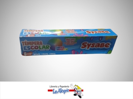 [7591213023359] TEMPERA ESCOLAR 22CC 6 COLORES TE2270 MARCA SYSABE