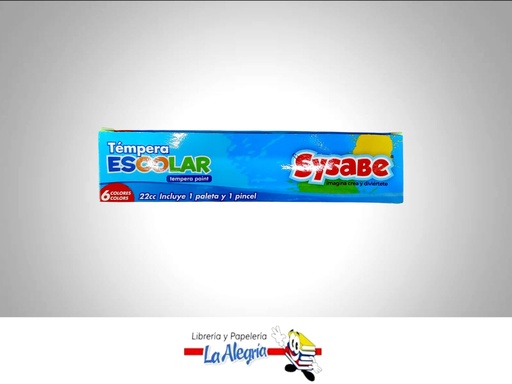 [7591213023359] TEMPERA PINCEL/PALETA 6 COLOR 22CC MARCA SYSABE   