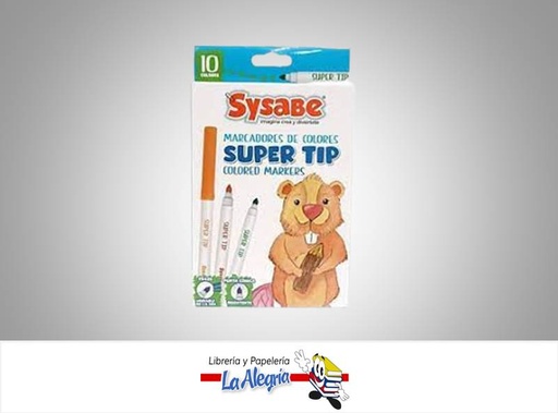 [7591213024066] MARCADOR ESCOLAR SUPER TIP 10 COLORES MARCA SYSABE   