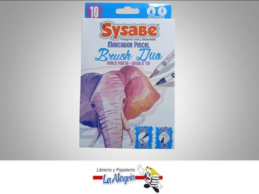 [7591213024073] MARCADOR PINCEL DOBLE PUNTA CAJA 10UND MARCA SYSABE