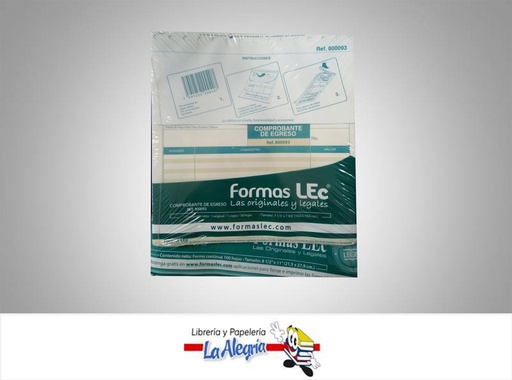 [7591252200407] COMPROBANTE EGRESO 50F/2P 800093 MARCA FORMAS LEC   