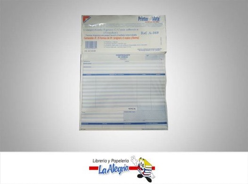 [7591355003691] COMPROBANTE EGRESO C/C 25F/3P A-369 MARCA PRINTER MATE   