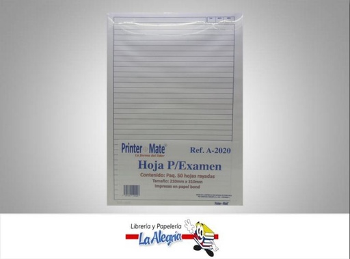 [7591355120206] HOJA DE EXAMEN OFICIO PAQ 50H MARCA PRINTER MATE   