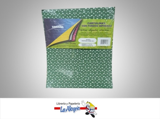 [7591835006945] CARTULINA BRISTOL MARIPOSA VERDE OSCURO PAQ 12 UND MARCA COINGRA