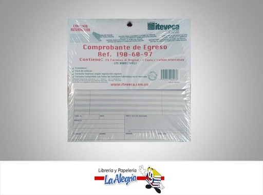[7592247060976] COMPROBANTE EGRESO C/C 25F R190-60-90-97 MARCA ITEVECA   