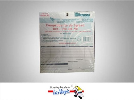 [7592247060983] COMPROBANTE EGRESO C/C25F/3P REF190-60 MARCA ITEVECA   