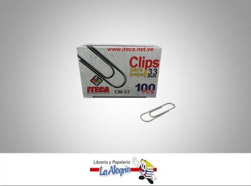 [7592302009209] CLIP 33MM PLATEADO 100UND MARCA ITECA   