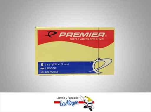 [7592686600306] NOTA AUTOADHESIVA 76.2X127MM AMARILLO UN MARCA PREMIER   