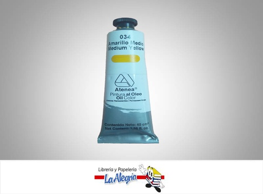 [7592812000482] PINTURA AL OLEO 40CC - 034 - AMARILLO MEDIO MARCA ATENEA