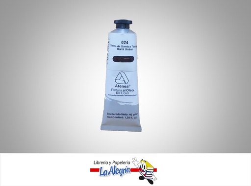 [7592812000642] PINTURA AL OLEO 40CC - 024 - TIERRA DE SOMBRA TOSTADA MARCA ATENEA