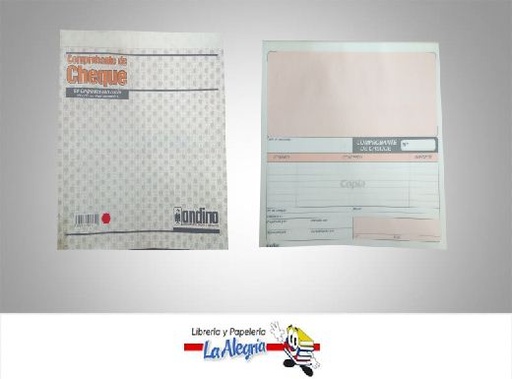 [7592858000811] COMPROBANTE CHEQUE C/C 195X195MM 50F MARCA ANDINO   