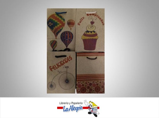 [7592936160208] BOLSA REGALO KRAFT BK20 7.5 X 11CM ESTAMPADO MARCA CROMO DISEÑOS