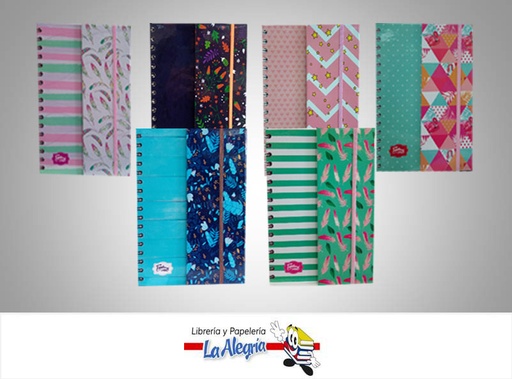 [7595084000754] LIBRETA NOTA ESPIRAL POST CON LIGA 17X22CM MARCA FANTASY