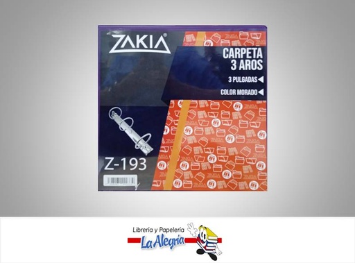 [7598061000334] CARPETA 3 AROS 3 CARTA MORADO MARCA ZAKIA   