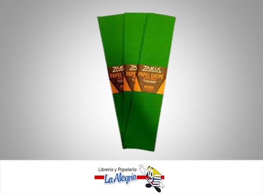 [7598061000914] PAPEL CREPE 50X200 CM VERDE OSCURO MARCA ZAKIA   