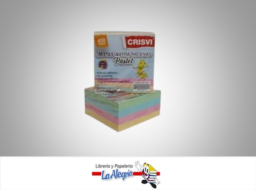 [7598874009722] NOTA AUTOAHESIVA CA020691; 76X76MM 400 HOJAS PASTEL MARCA CRISVI