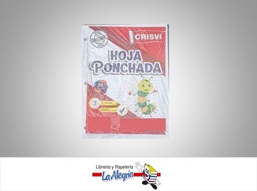 [7598874009746] HOJA PONCHADA 1 LINEA CARTA PAQ 80 HOJAS MARCA CRISVI