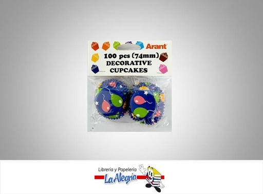 [7687435481135] CAPACILLO CON DISEÑO 74MM 100 PZ AZUL/GLOB MARCA ARANT