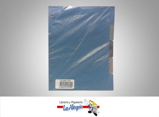 [7702124246090] SEPARADOR DE 5 MATERIA 1/2 CARTA MARCA FOLDERPLAST   