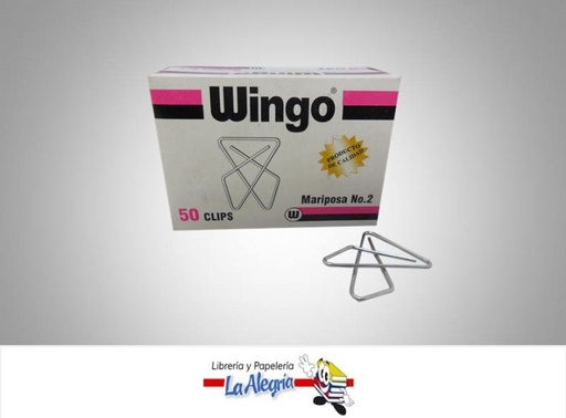 [7705340118417] CLIP MARIPOSA N2 PEQUENO PLATEADO 50UND MARCA WINGO   