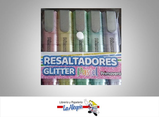 [7707275926600] RESALTADOR ESCARCHADO GLITTER PASTEL 5 C MARCA PRIMAVERA   