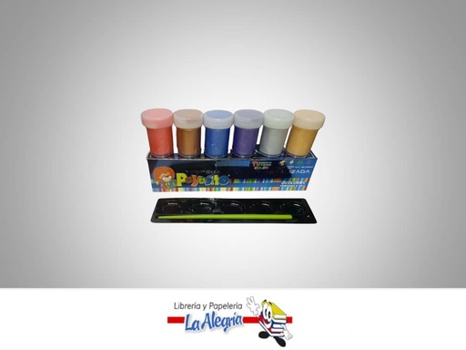 [7707321287907] TEMPERA METALIZADA PINCEL/PALETA 6 COLOR MARCA PAYASITO   
