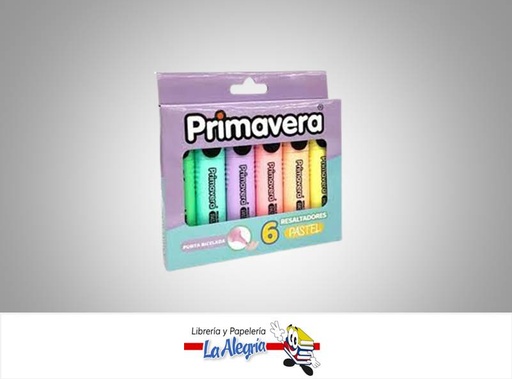 [7707406357419] RESALTADOR PASTEL PACK DE 6 UNIDADES MARCA PRIMAVERA   