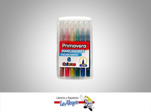 [7707406357457] MARCADOR ESCARCHADO 3.8 MM 6 COLORES MARCA PRIMAVERA   