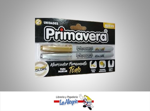 [7707463690290] MARCADOR PUNTA FINA METAL ORO/PLATA 2 UND MARCA PRIMAVERA