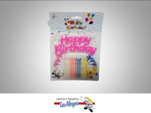 [818800616877] VELA CUMPLEAÑOS HAPPY BIRTHDAY 34524; 8C MARCA GLITTER   