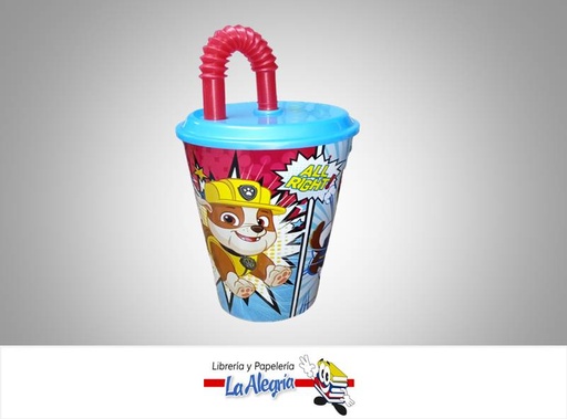 [8412497189304] VASO PLASTICO CON TAPA 430 ML PAW PATROL MARCA S/M