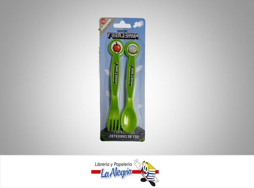 [8412497404162] CUBIERTO PLASTICO 2PZ MINECRAFT MARCA STOR   