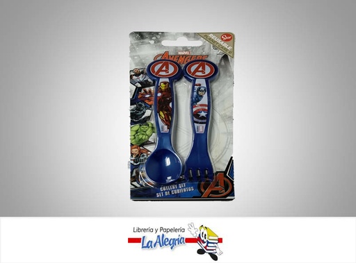 [8412497577163] CUBIERTO PLASTICO 2PZ AVENGERS MARCA STOR   