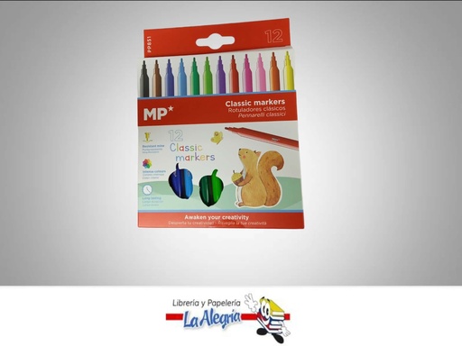 [8435250980048] MARCADOR PUNTA FINA PP851 12 COLORES CLASICO MARCA MP